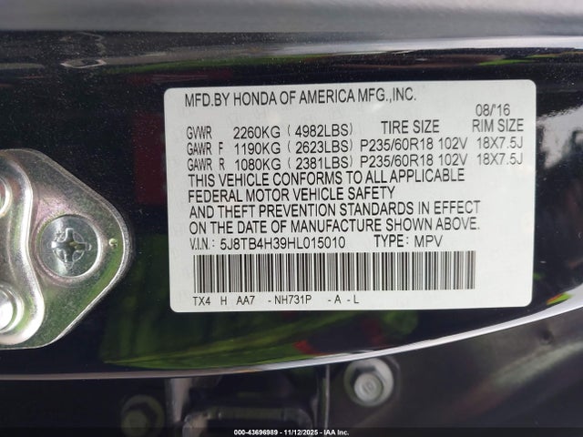 2017 ACURA RDX 5J8TB4H39HL015010 Photo 8