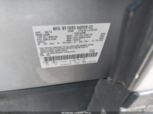 2015 FORD EXPLORER 1FM5K8B80FGA62320 Photo 8