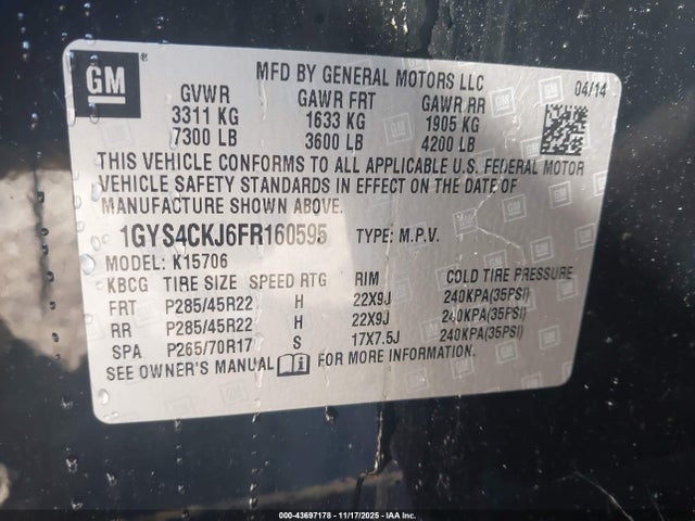 2015 CADILLAC ESCALADE 1GYS4CKJ6FR160595 Photo 8