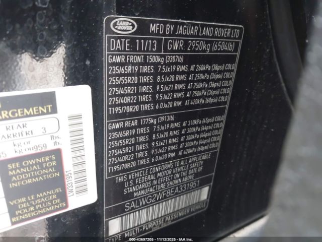 2014 LAND ROVER RANGE ROVER SPORT SALWG2WF8EA331951 Photo 8