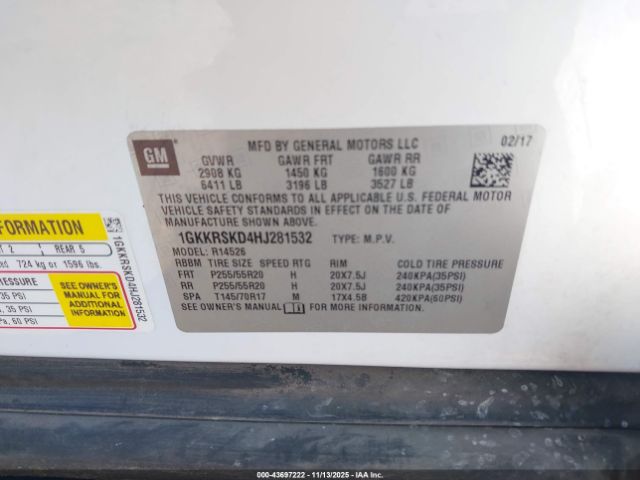 2017 GMC ACADIA LIMITED 1GKKRSKD4HJ281532 Photo 8