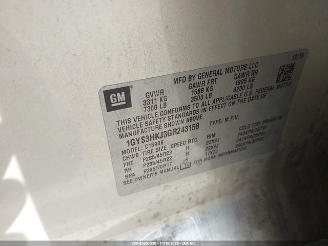 2016 CADILLAC ESCALADE ESV 1GYS3HKJ3GR243158 Photo 8