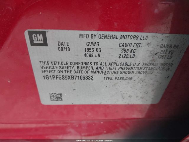 2011 CHEVROLET CRUZE 1G1PF5S9XB7105332 Photo 8