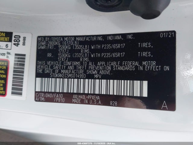 Toyota SIENNA LE 2021 5TDKRKEC5MS014993 Image 9