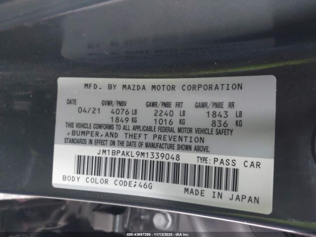 2021 MAZDA MAZDA3 JM1BPAKL9M1339048 Photo 8