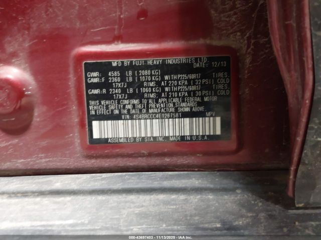 2014 SUBARU OUTBACK 4S4BRCCC4E1267581 Photo 8