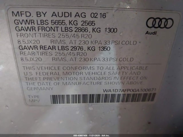 2016 AUDI Q5 WA1D7AFP0GA100671 Photo 8
