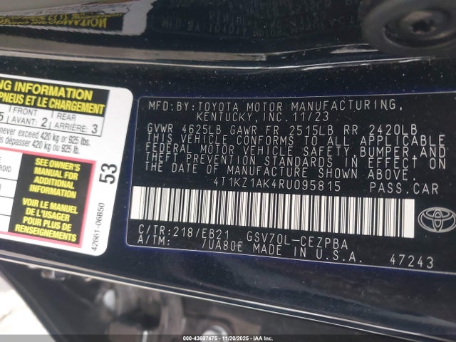 4T1KZ1AK4RU095815 Toyota Camry Trd V6