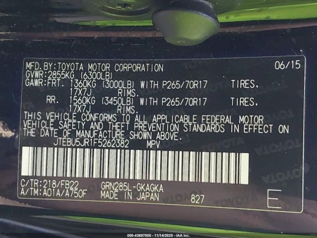 2015 TOYOTA 4RUNNER JTEBU5JR1F5262382 Photo 8