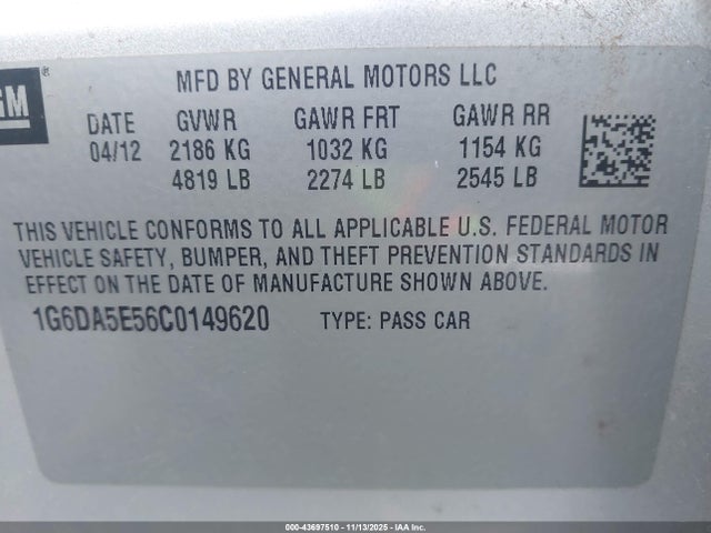 2012 CADILLAC CTS 1G6DA5E56C0149620 Photo 8