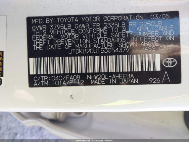 2005 TOYOTA PRIUS JTDKB20U153054379 Photo 8