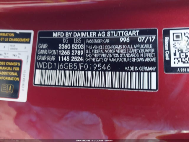 Продаж на аукціоні авто 2018 Mercedes-benz E 400 4matic, vin: WDD1J6GB5JF019546, номер лоту: 43697585