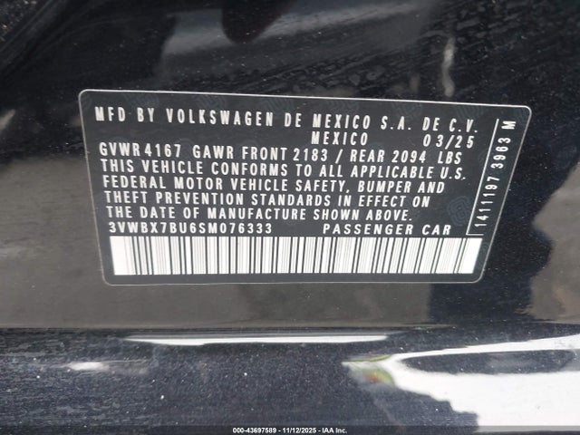 3VWBX7BU6SM076333 Volkswagen Jetta 1.5t Sport