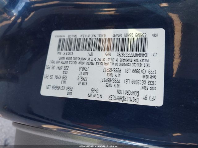 2005 DODGE DURANGO 1D4HB48D55F579764 Photo 8