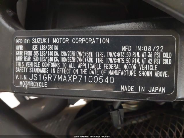 2023 SUZUKI GSX-R750 JS1GR7MAXP7100540 Photo 9