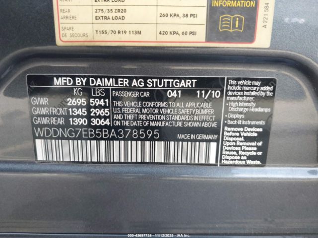 2011 MERCEDES-BENZ S 63 AMG WDDNG7EB5BA378595 Photo 8