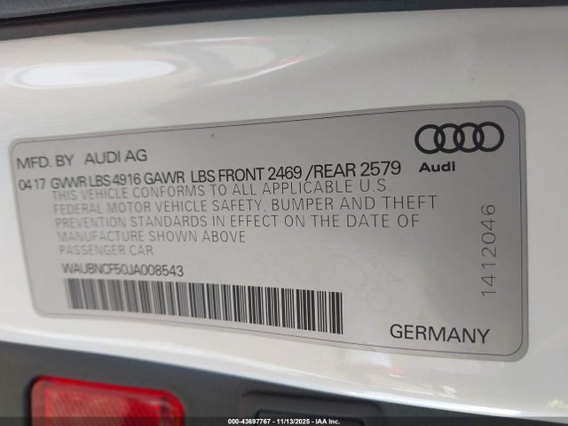 2018 AUDI A5 WAUBNCF50JA008543 Photo 8