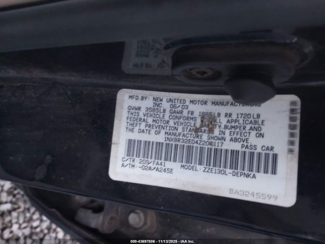 2004 TOYOTA COROLLA 1NXBR32E04Z203117 Photo 8