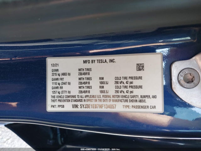 2022 TESLA MODEL 3 5YJ3E1EB7NF134057 Photo 8