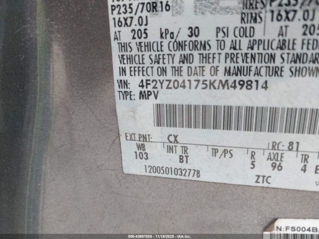 2005 MAZDA TRIBUTE 4F2YZ04175KM49814 Photo 8