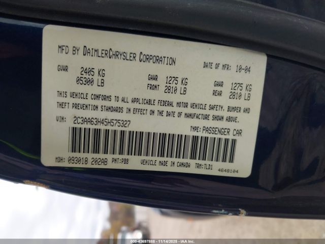 2005 CHRYSLER 300C 2C3AA63H45H575327 Photo 8