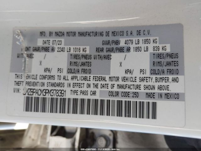 2023 MAZDA MAZDA3 3MZBPACM3PM378391 Photo 8