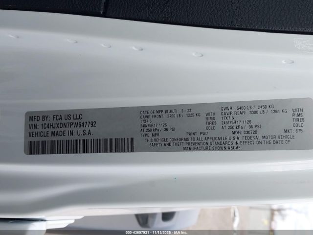 2023 JEEP WRANGLER 1C4HJXDN7PW647792 Photo 8