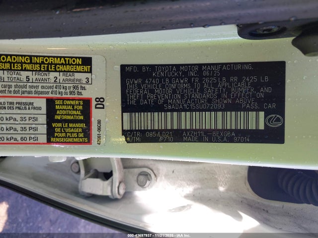 2025 LEXUS ES 300H 58ADA1C15SU072093 Photo 8