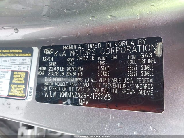 Aukcja sprzedaży 2015 Kia Soul, vin: KNDJN2A29F7173288, numer aukcji: 43697950