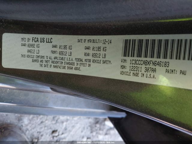 2015 CHRYSLER 200 1C3CCCABXFN646183 Photo 8