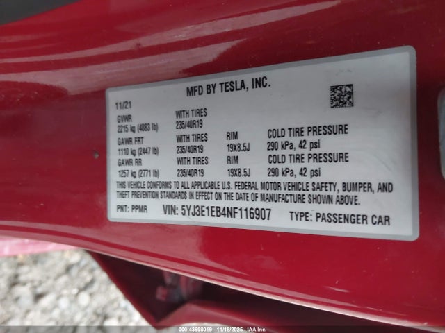 2022 TESLA MODEL 3 5YJ3E1EB4NF116907 Photo 8