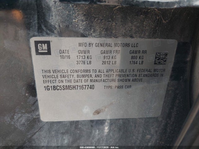 2017 CHEVROLET CRUZE 1G1BC5SM5H7167740 Photo 8