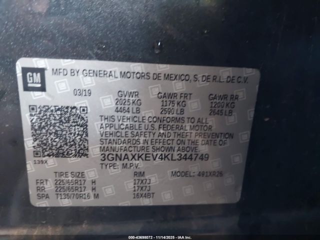 2019 CHEVROLET EQUINOX 3GNAXKEV4KL344749 Photo 8