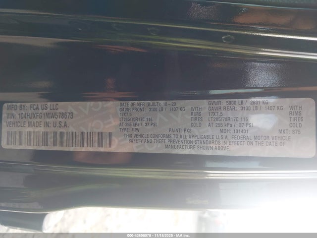 2021 JEEP WRANGLER UNLIMITED 1C4HJXFG1MW578673 Photo 8