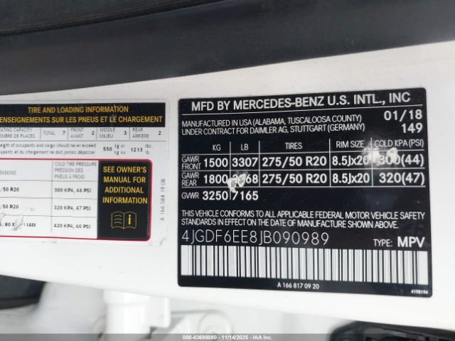 2018 MERCEDES-BENZ GLS 450 4JGDF6EE8JB090989 Photo 8