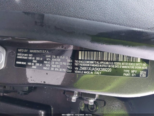 ZN661XUA5NX389220 Maserati Levante Gt
