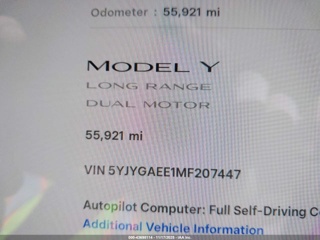 2021 TESLA MODEL Y 5YJYGAEE1MF207447 Photo 6