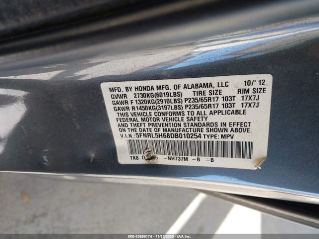 2013 HONDA ODYSSEY 5FNRL5H68DB010254 Photo 8