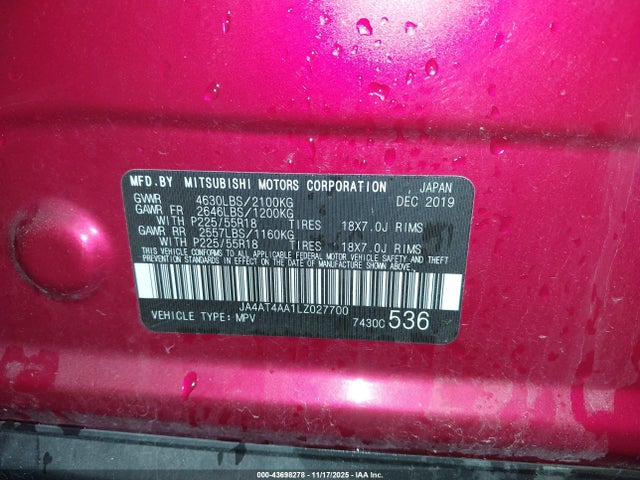 2020 MITSUBISHI ECLIPSE CROSS JA4AT4AA1LZ027700 Photo 8