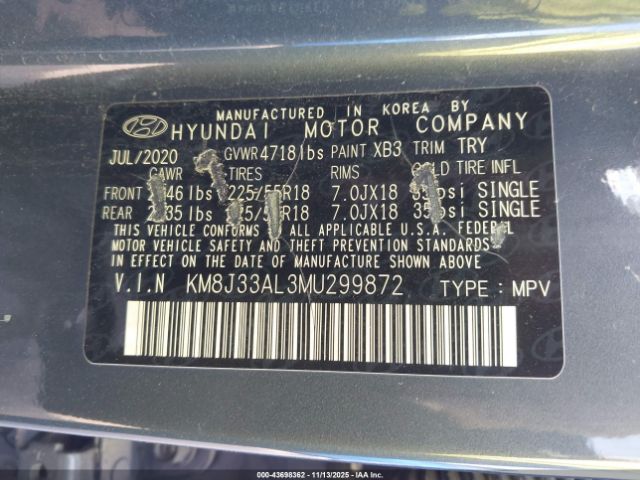 2021 HYUNDAI TUCSON KM8J33AL3MU299872 Photo 8