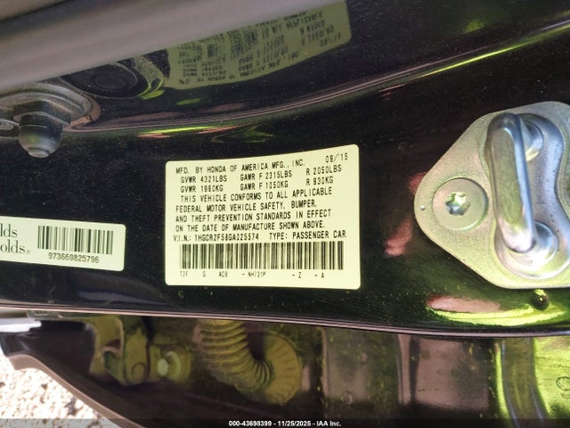 1HGCR2F58GA025574 Honda Accord Sport