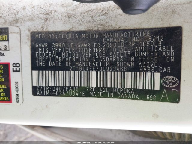 2013 TOYOTA COROLLA 2T1BU4EE7DC923466 Photo 8