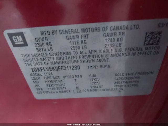 2015 GMC TERRAIN 2GKFLVEK0F6311280 Photo 8