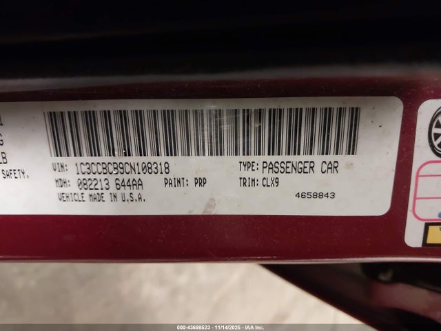 Aukcja sprzedaży 2012 Chrysler 200 Limited, vin: 1C3CCBCB9CN108318, numer aukcji: 43698523