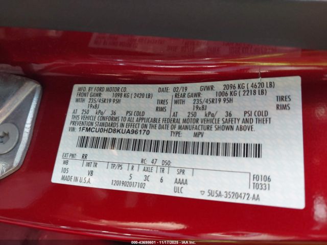 2019 FORD ESCAPE 1FMCU0HD8KUA96170 Photo 8