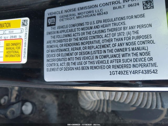 43698620 :رقم المزاد ، 1GT49ZEY4RF438542 vin ، 2024 Gmc Sierra 2500hd مزاد بيع