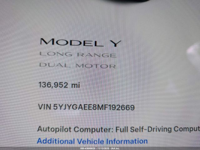 2021 TESLA MODEL Y 5YJYGAEE8MF192669 Photo 6