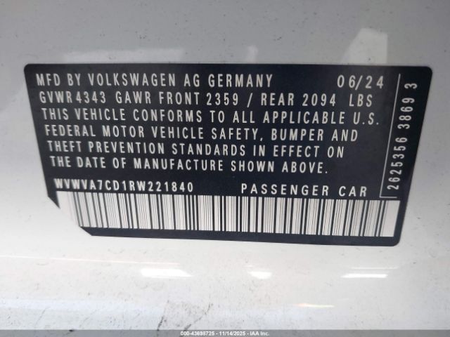 2024 VOLKSWAGEN GOLF GTI WVWVA7CD1RW221840 Photo 8
