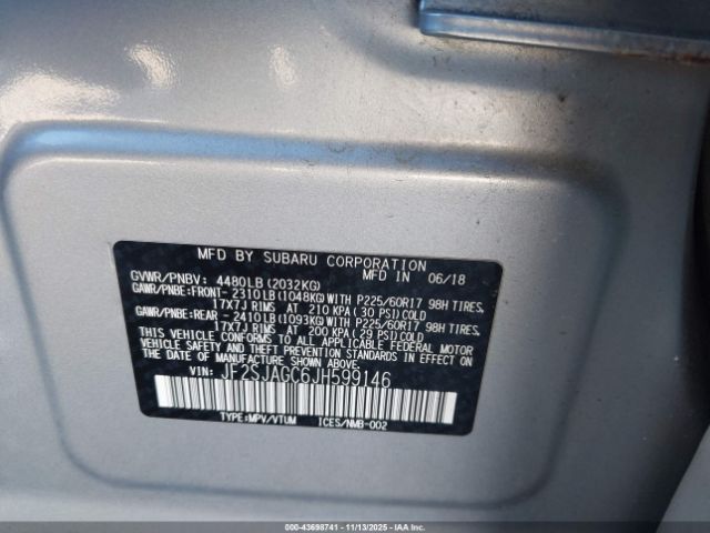 2018 SUBARU FORESTER JF2SJAGC6JH599146 Photo 8