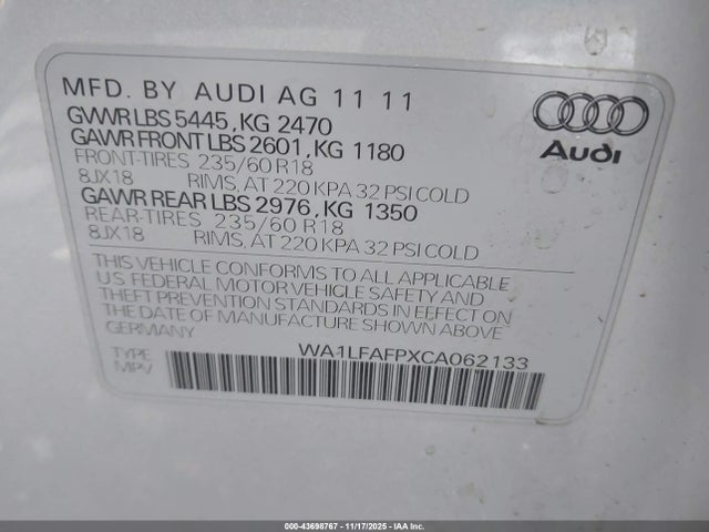 2012 AUDI Q5 WA1LFAFPXCA062133 Photo 8